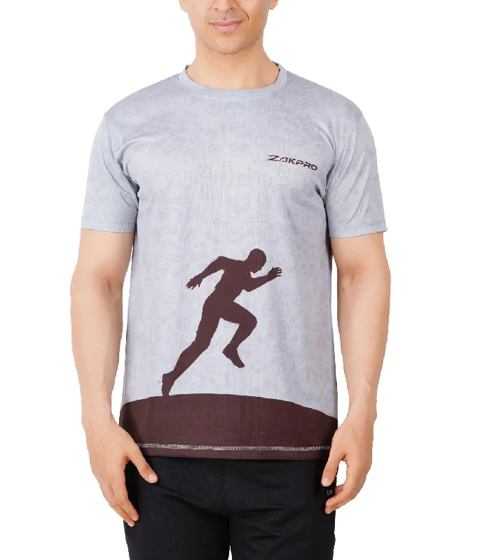 Zakpro Sports Men's Cycling T-Shirt (Grey Run) Stylish Women's Neon