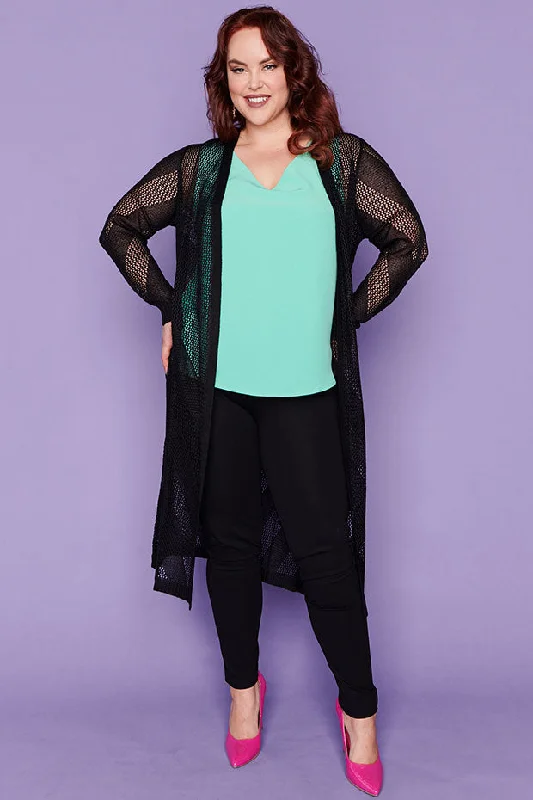 Renu Black Long Cardi Trendy Women's Oversized