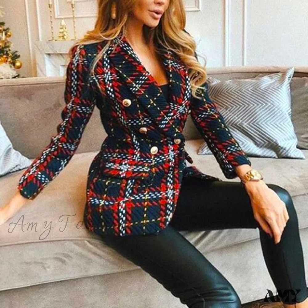 Amy Fashion - Vintage Tweed Office Ladies Chic Slim Blazers Cool Women's Skate