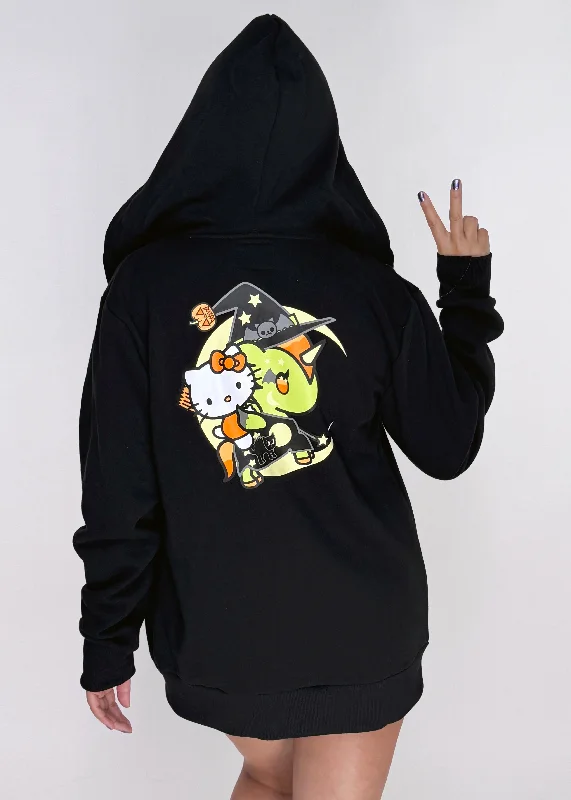 Sanrio Hello Kitty Spell Bound Kitty Unisex Zip Up Hoodie Luxurious Women's High -  end