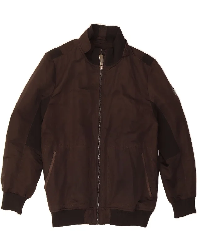 TRUSSARDI Womens Bomber Jacket UK 16 Large Brown Polyester Athletic Women's High - 