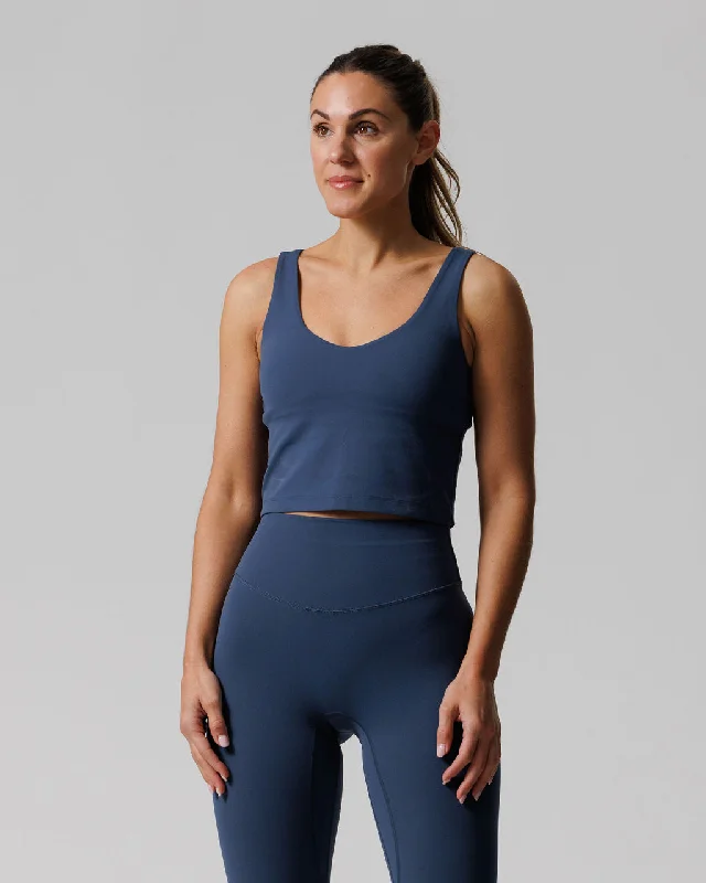 Longline Sports Bra - Midnight Navy Sleek Women's Metallic
