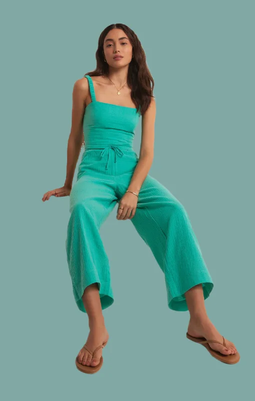 Barbados Gauze Pant - Cabana Green Sleek Women's Metallic
