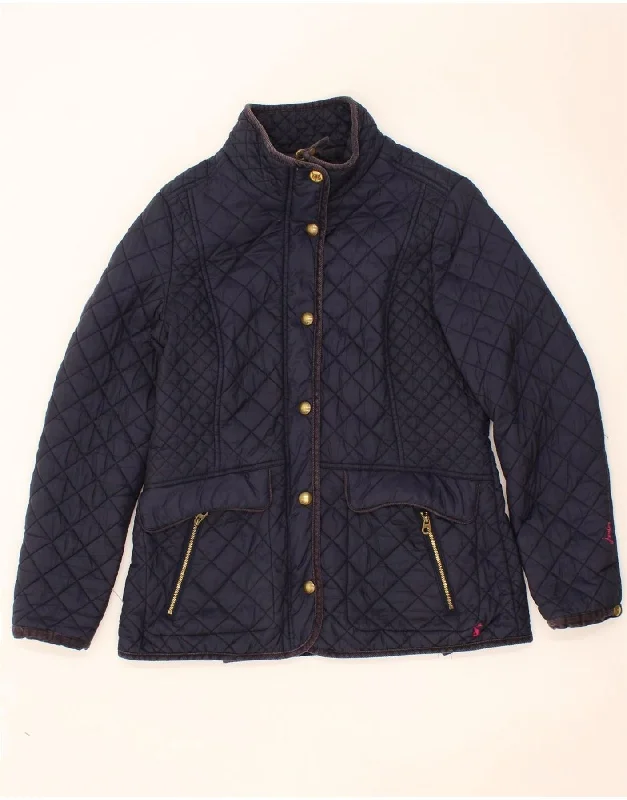 JOULES Womens Quilted Jacket UK 14 Large Navy Blue Polyester Disco