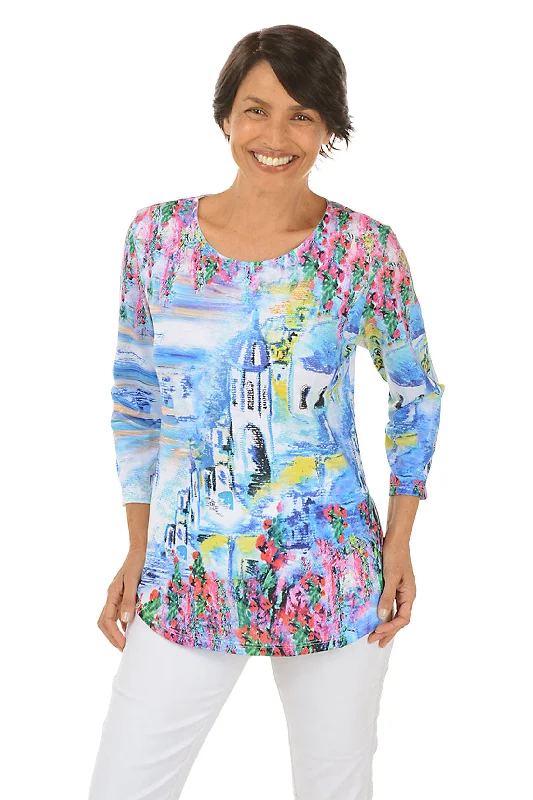 Greece Curved Hem Knit Top French