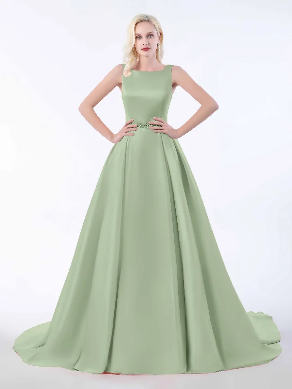 Ruth Dreamy A-Line Bateau Satin Dresses Australian Beach