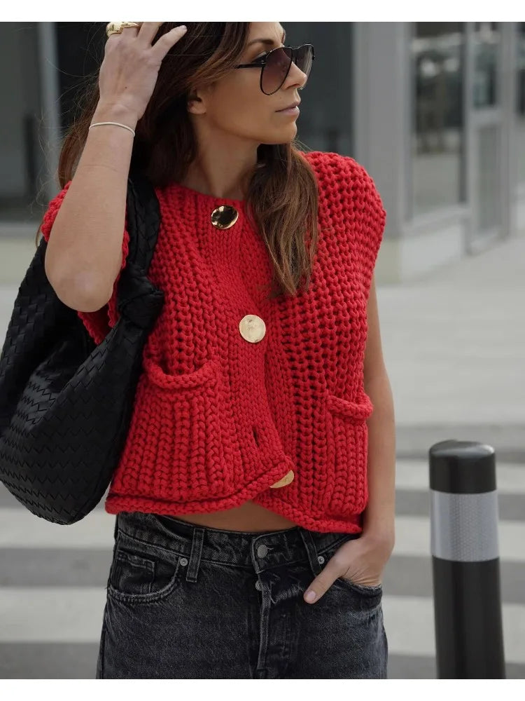 Bella | Stylish Knitted Vest Youthful Women's Pop