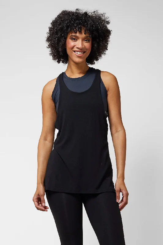 Lightweight Loose Cross Back Vest Black Australian Beach
