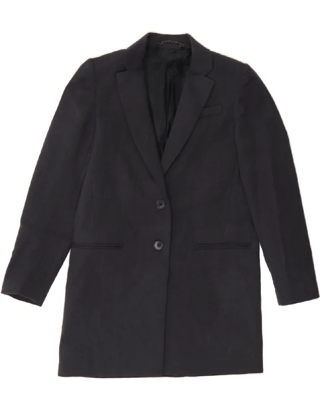 JIGSAW Womens Overcoat UK 8 Small Navy Blue Polyester