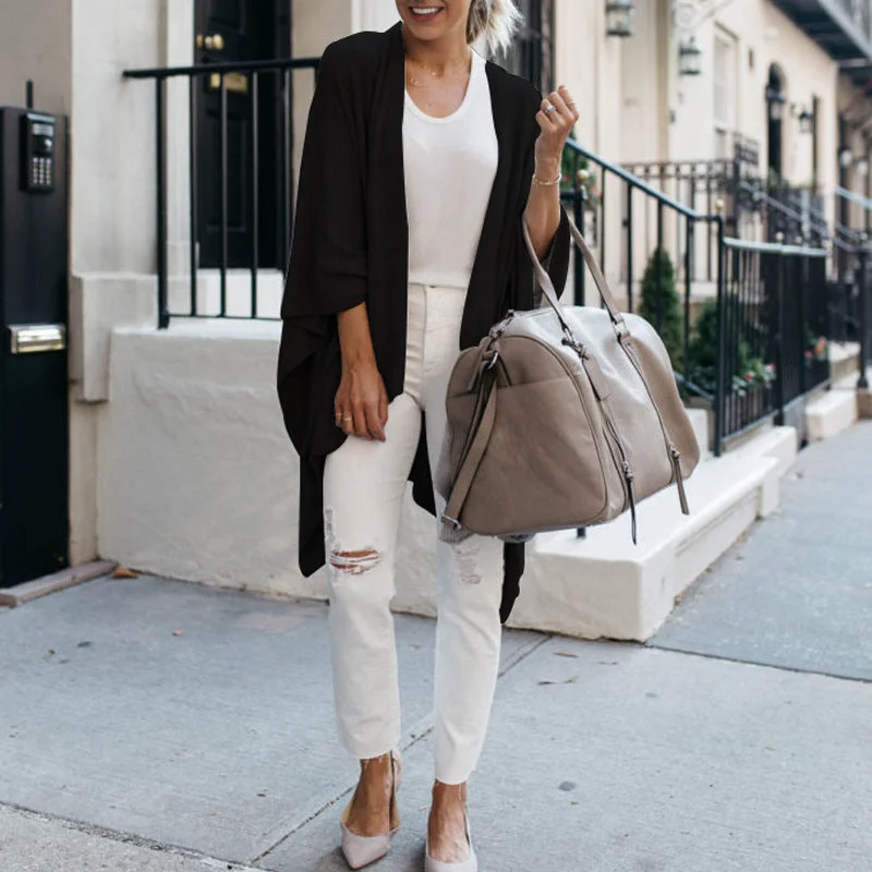 Wholesale Plus Size Clothing Mid-Length Irregular Hem Knit Cardigan Jacket Refined Women's Hand - crafted