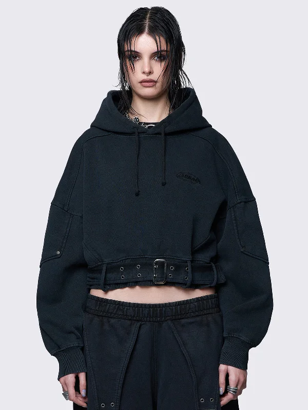 Ash Wash Cropped Hoodie Geometric