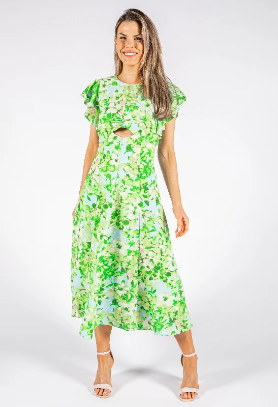 Cut Out Detail Floral Dress Refined Women's Hand - crafted
