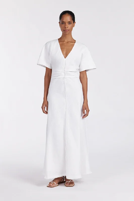 ZAHARA WHITE FRINGING MIDI DRESS Confident Women's Power
