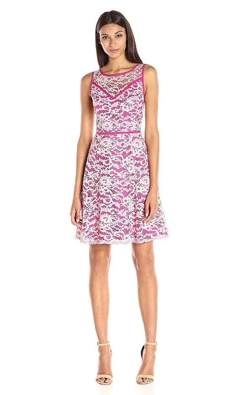 Adrianna Papell - 12253970 Floral Bateau Neck A-Line Dress