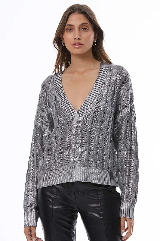 Ellery Cable Sweater // Coal Foil ~ NO RETURNS Feminine Women's Soft 