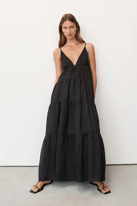 LIZA BLACK RAMIE MIDI DRESS Dynamic Women's Moto