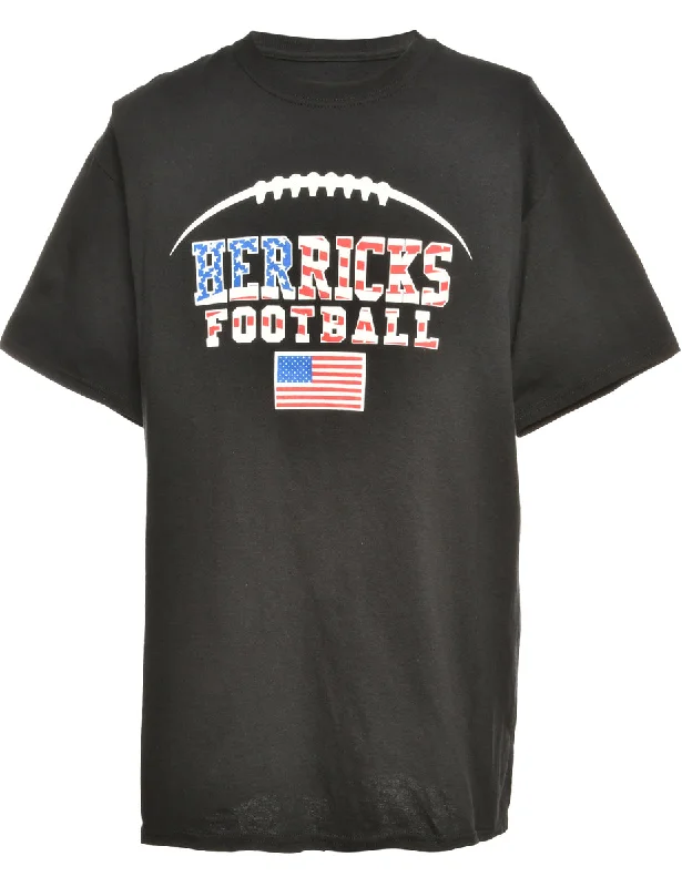 Football Herricks Black Sports T-shirt - L Casual Women's Loose - fitting