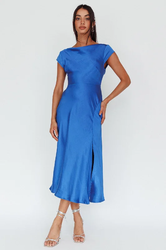 Lucinda Twist Back Midi Dress Navy Modern Women's 