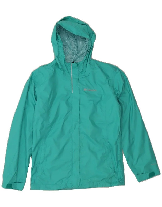 COLUMBIA Womens Hooded Rain Jacket UK 14/16 Large Turquoise Nylon Women