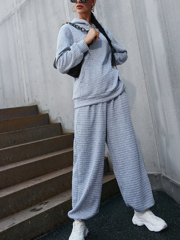 Casual Plain Long Sleeve Hooded Women Two-Piece Outfits Laid - back Women's Vibe