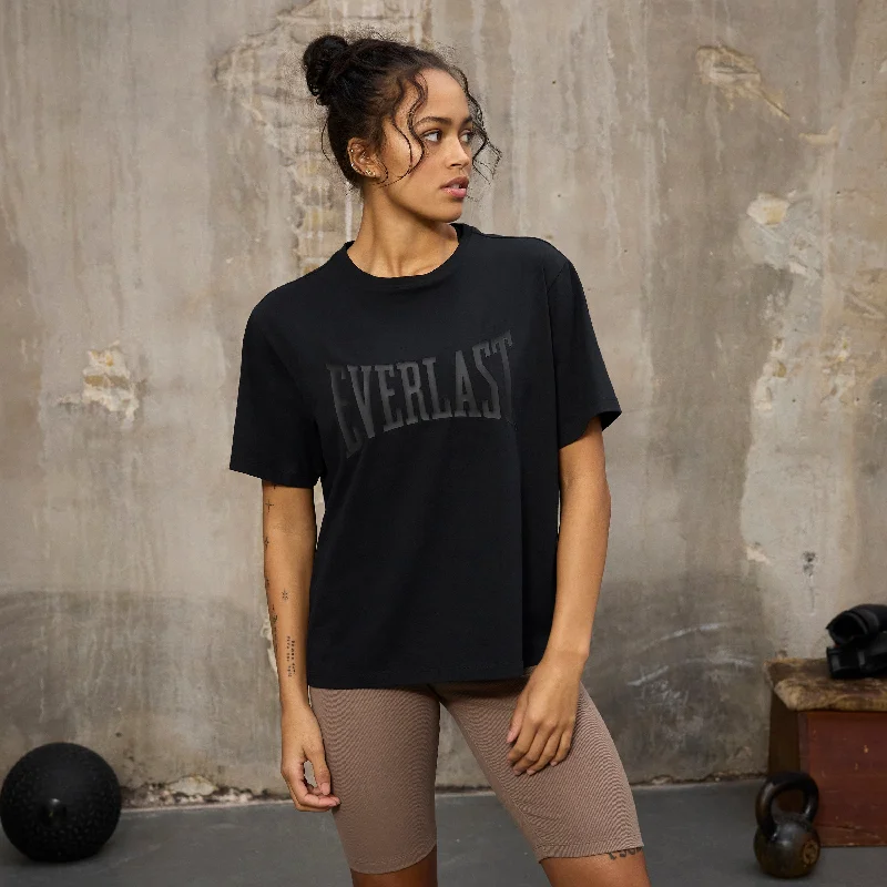 EVERLAST Womens SS Oversized Iconic Logo Cotton Stretch Tee Sleek Women's Metallic