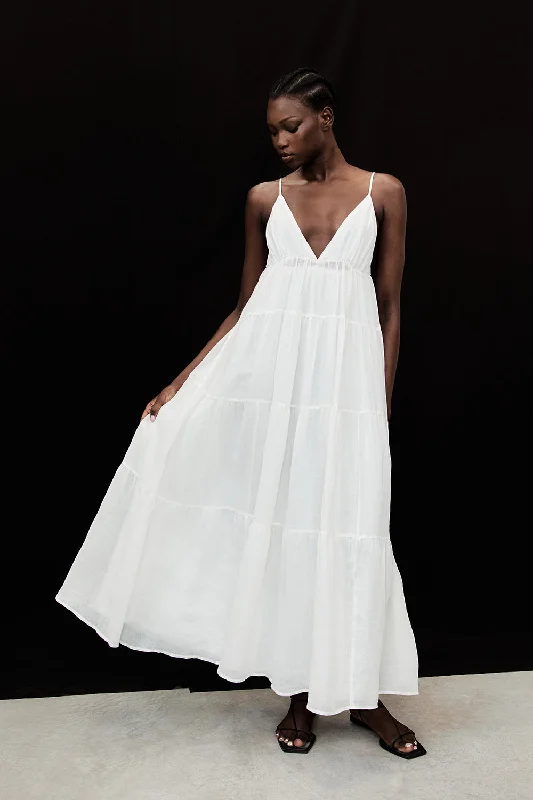 LIZA WHITE RAMIE MIDI DRESS Country