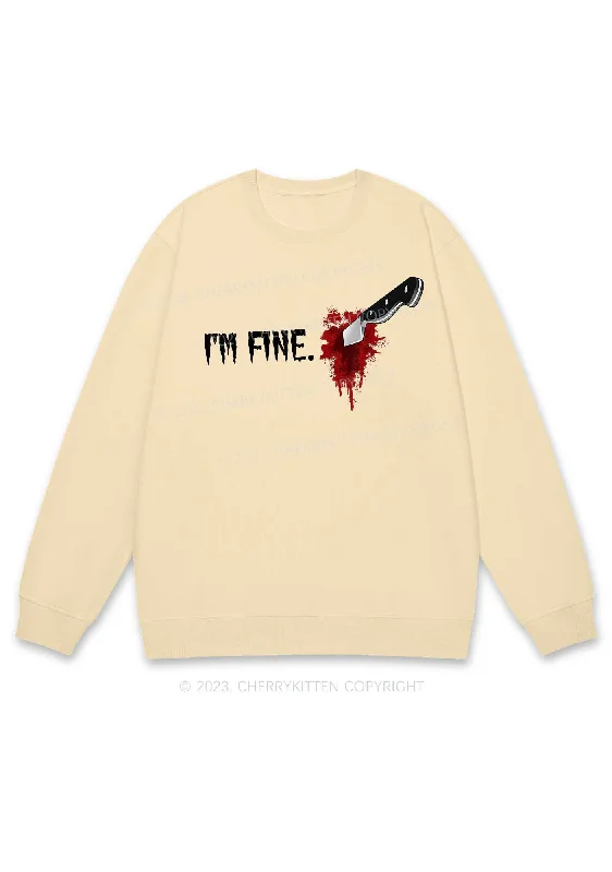 I'm Fine Horrible Bloodstains Halloween Y2K Sweatshirt Cherrykitten