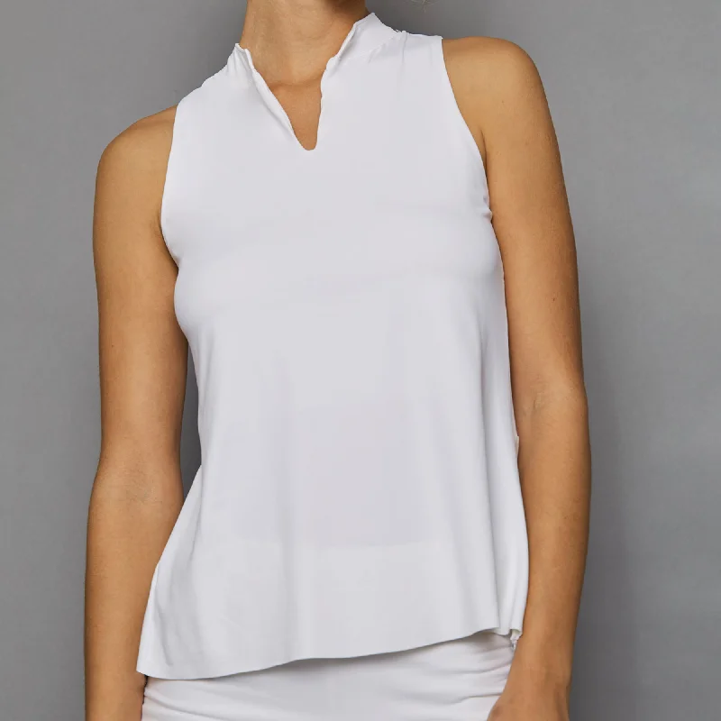 Pure White Sleeveless Collar Top