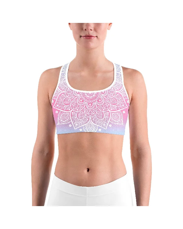 Pastel Blue & Pink Mandala Sports bra Disco