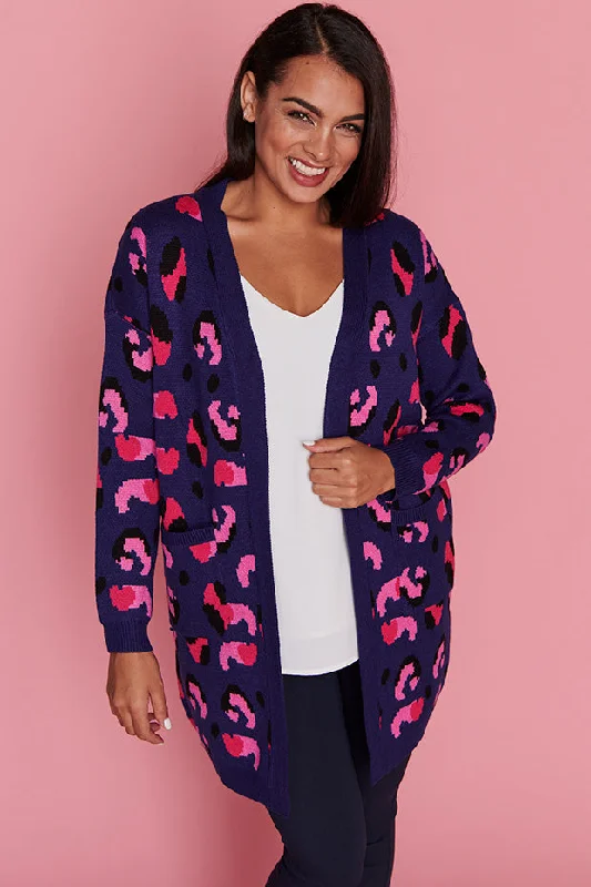 Lottie Navy Animal Cardigan Disco