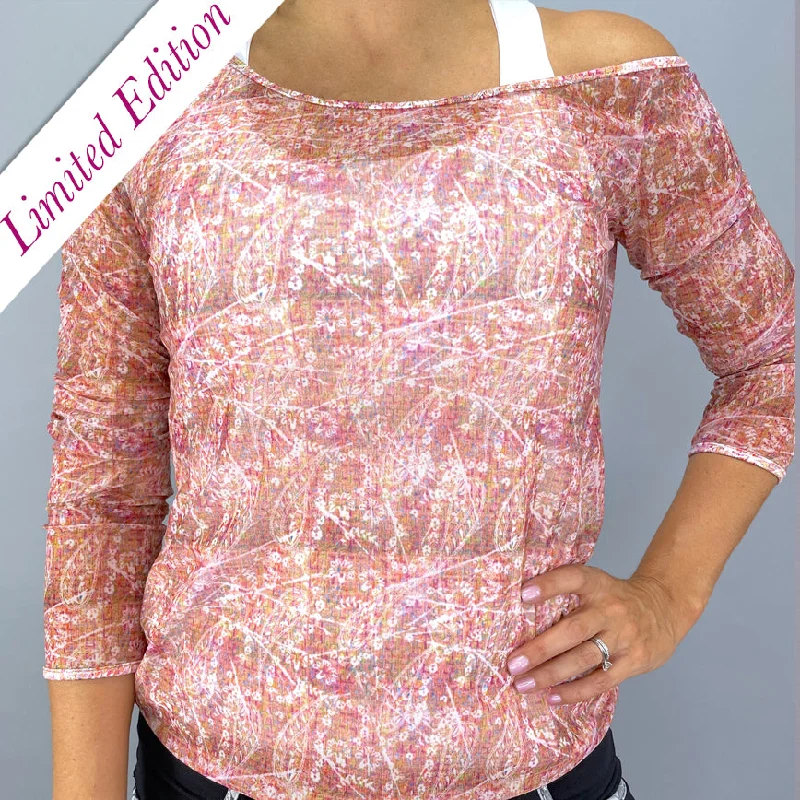 Lush Weave LE Sheer Off-one-Shoulder Pullover Feminine Women's Style 
