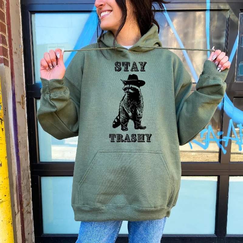 Stay Trashy Racoon Cowboy  Gildan Crewneck or Hoodie Sweatshirt *UNISEX FIT* Disco