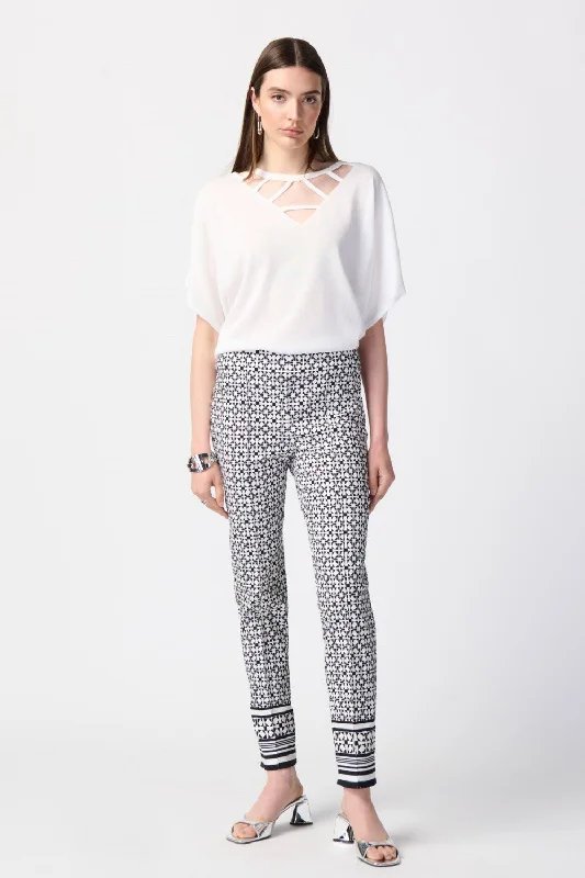 Joseph Ribkoff Pant 241186 Vanilla/Black Artistic Women's Hand - painted