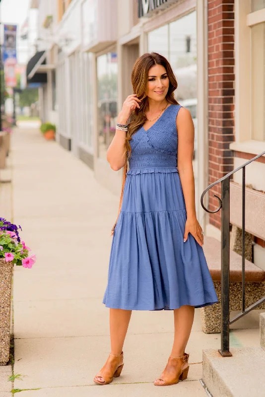Ruched Top Tank Midi Dress Vacation