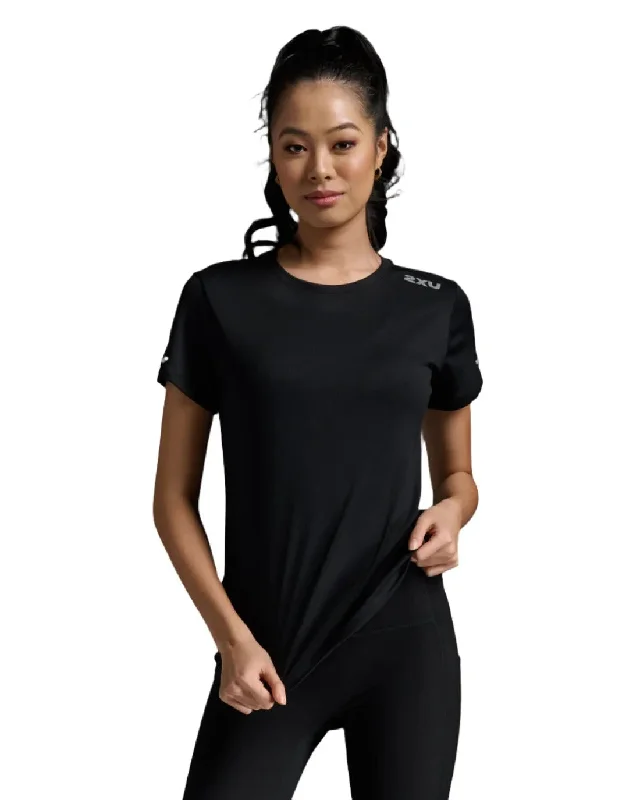 2XU Aero Tee Women's T-Shirts (Black/Silver Reflective) Luxurious Women's High -  end
