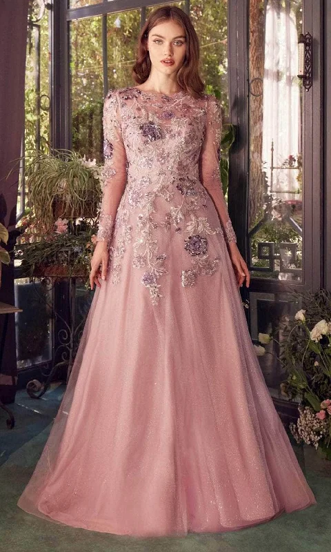 Andrea and Leo A1356 - Embroidered Long Sleeve Evening Gown