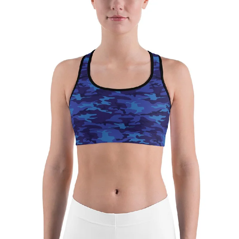 Blue Camo Sports Bra