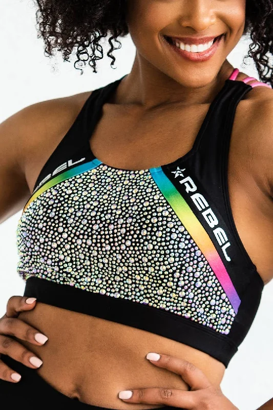 Reese Sports Bra in Rainbow Crystal