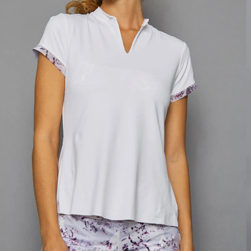 Rhapsody Cap-Sleeve Collar Top (white)