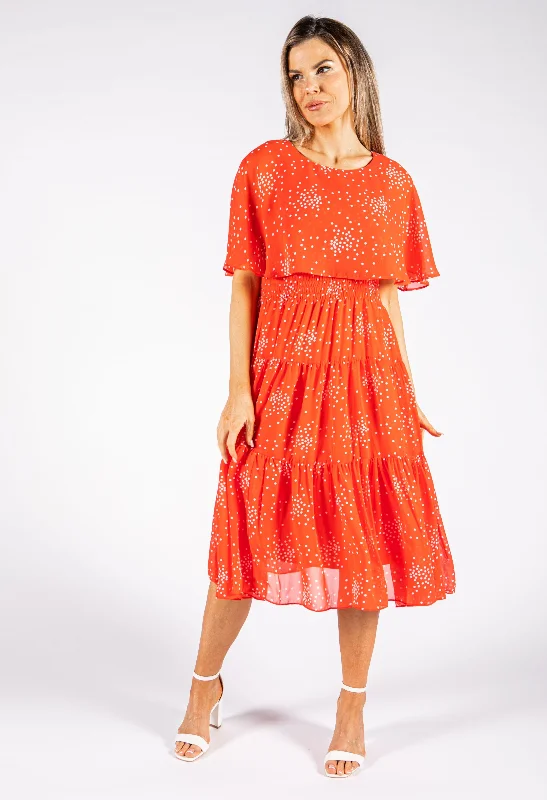 Mini Polka Dot Tiered Midi Dress Laid - back Women's Vibe