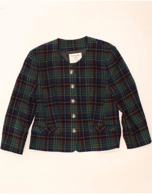 SEPARA Womens 5 Button Blazer Jacket UK 14 Large Green Check Wool Laid - back Women's Vibe SEPARA Womens 5 Button Blazer Jacket UK 14 Large Green Check Wool Laid - back Women's Vibe