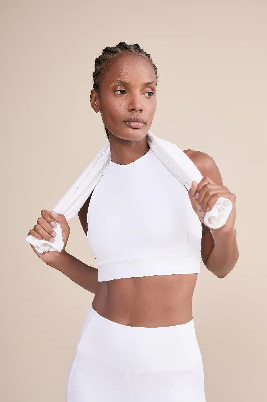 Zip Upfit Tule Power White Sports Bra Sporty Women's Tennis