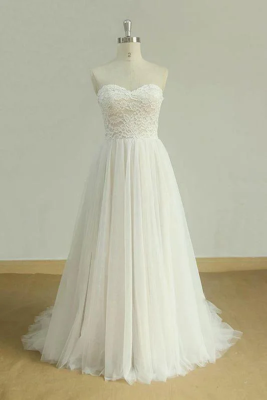 Bridelily Detachable Lace-up Tulle A-line Wedding Dress Scandinavian