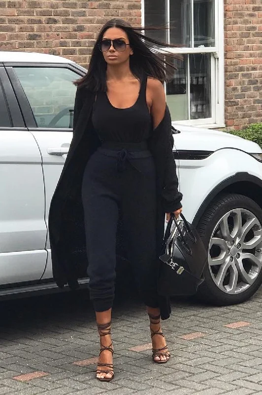Black Knitted Longline Cardigan - Jadamarie Feminine Women's Soft 