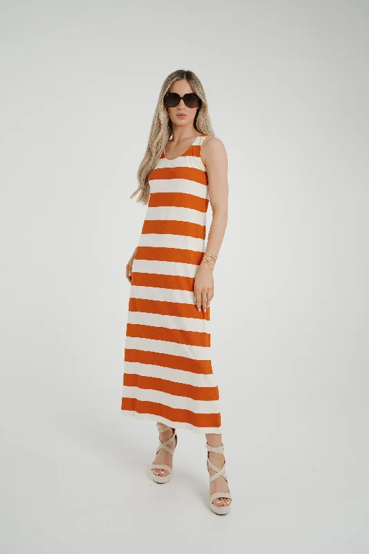 Frankie Stripe Sun Dress In Orange Mix