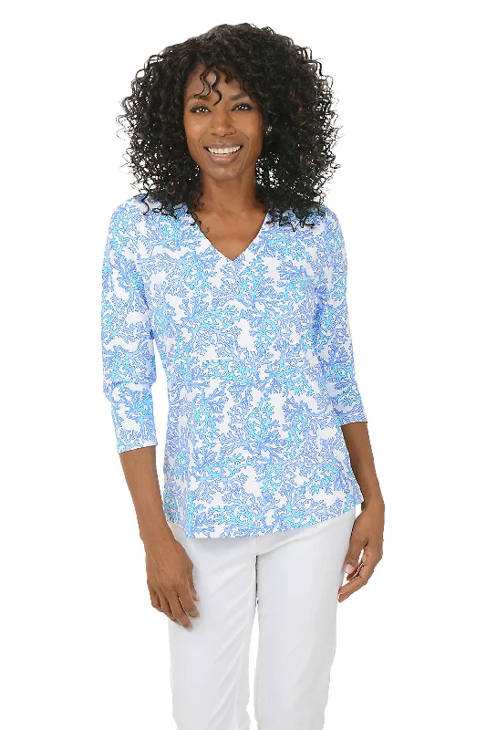 Blue Coral Classic UPF50+ V-Neck Top Modern Women's Tech
