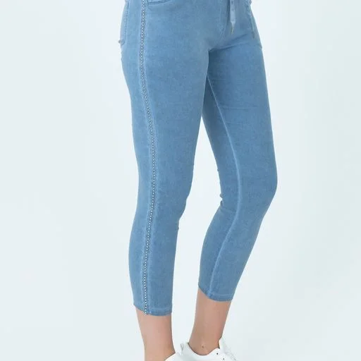 Maglia Stretch Embellished Pant ( Denim or White) Refined Women's Hand - crafted