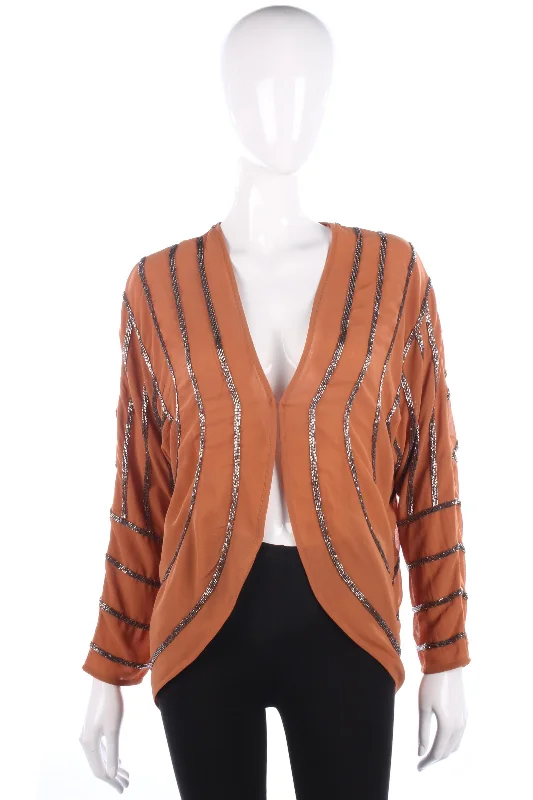 Definitions Beaded Chiffon Jacket Caramel Size 14 Practical Women's Quick - dry