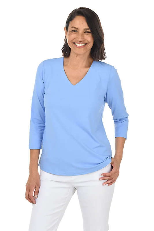 Silky V-Neck Solid Tee Monochromatic All - in - one