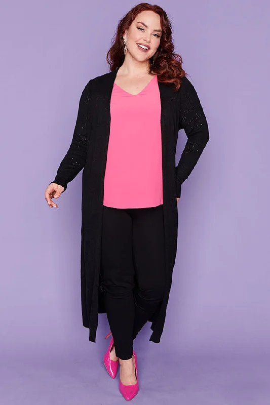 Smita Black Long Cardi Dapper Women's 1920S